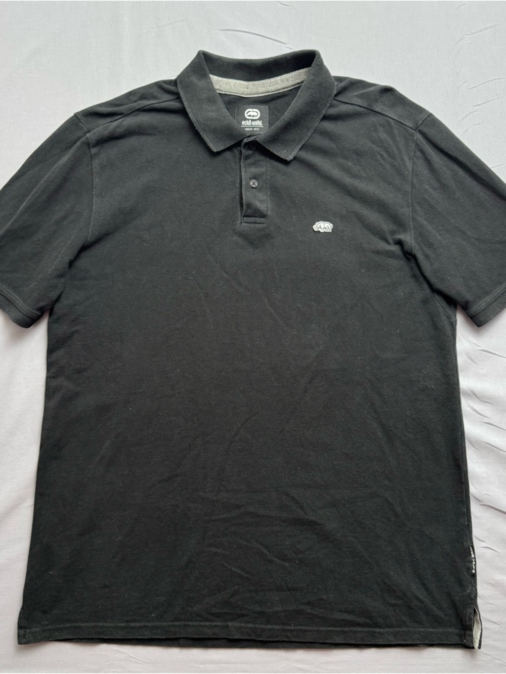 Ecko Unltd. Polo Shirt Black Embroidered Logo Y2K Skater Men's XL Short Sleeve